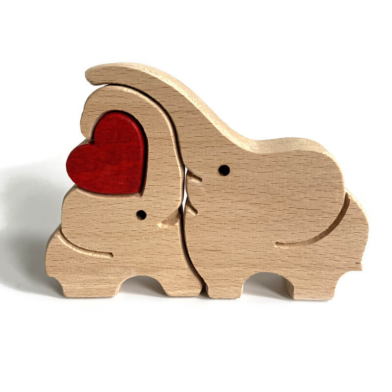 Unique Gift Elephant Family Handmade Wooden 3D Puzzle