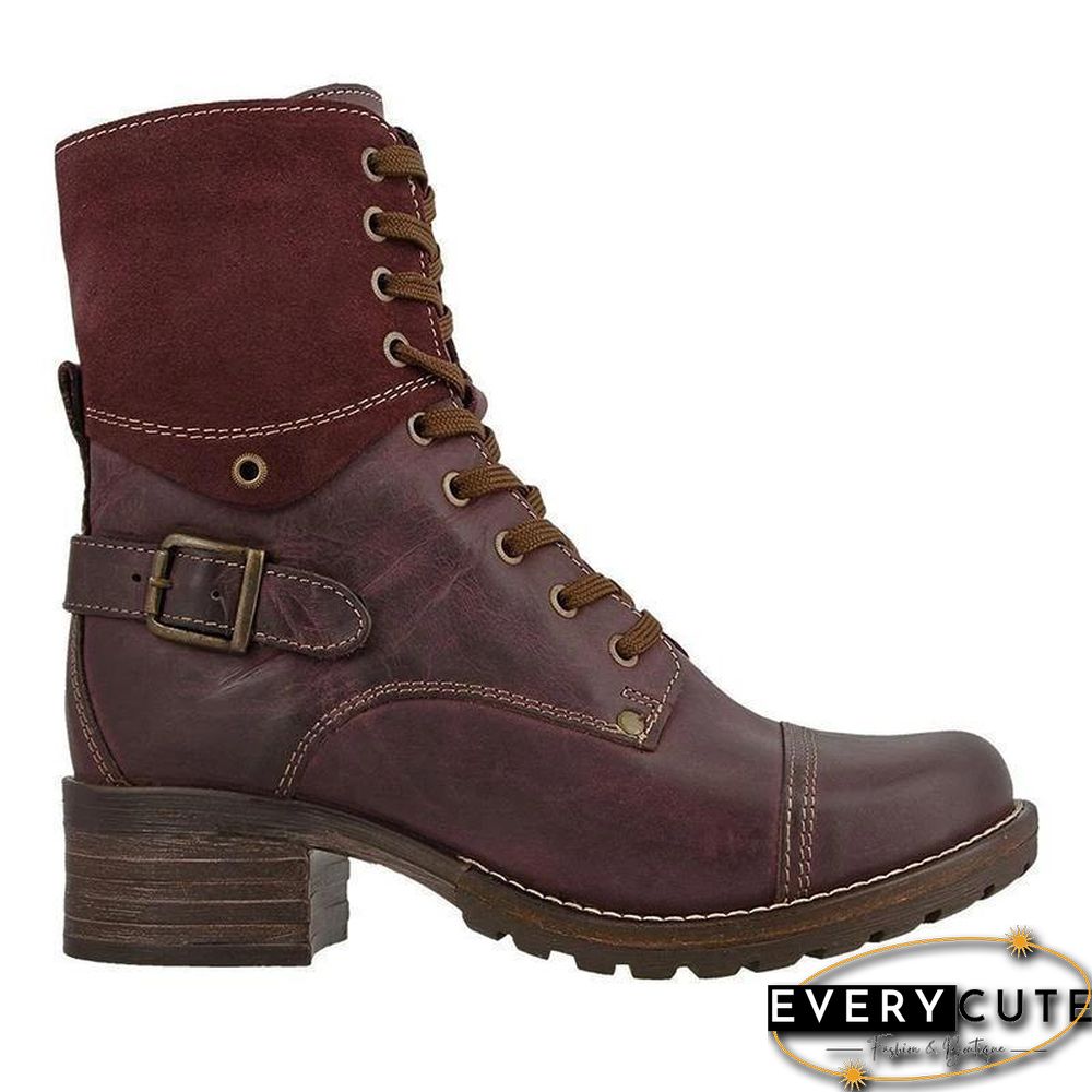 Classic Motorcycle Lace Up Ankle Boots