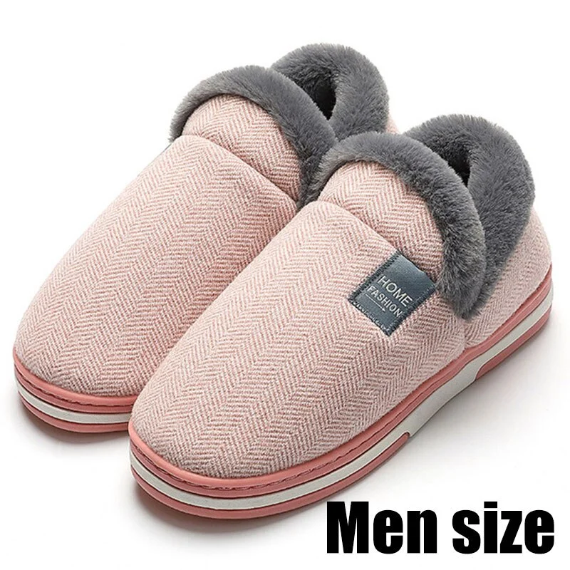Home Slippers for Men Slip On Comfortable Winter Slippers Men Soft Indoor Shoes Solid Warm House Slippers Male High Quality