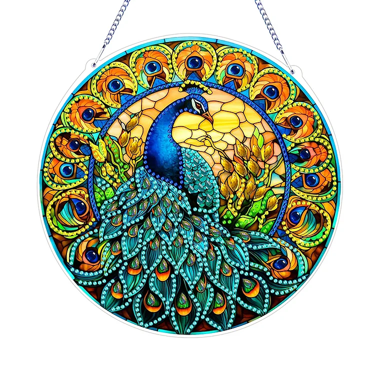 Double Sided Special Shaped Peacock 5D DIY Diamond Art Pendant Home Decoration gbfke