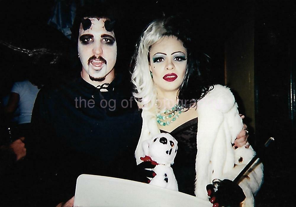 FOUND Photo Poster painting Color HALLOWEEN COUPLE IN BLACK AND WHITE Original Snapshot 21 45 P