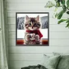 Cat Drinking Coffee-Full Round Diamond Painting 30*30CM