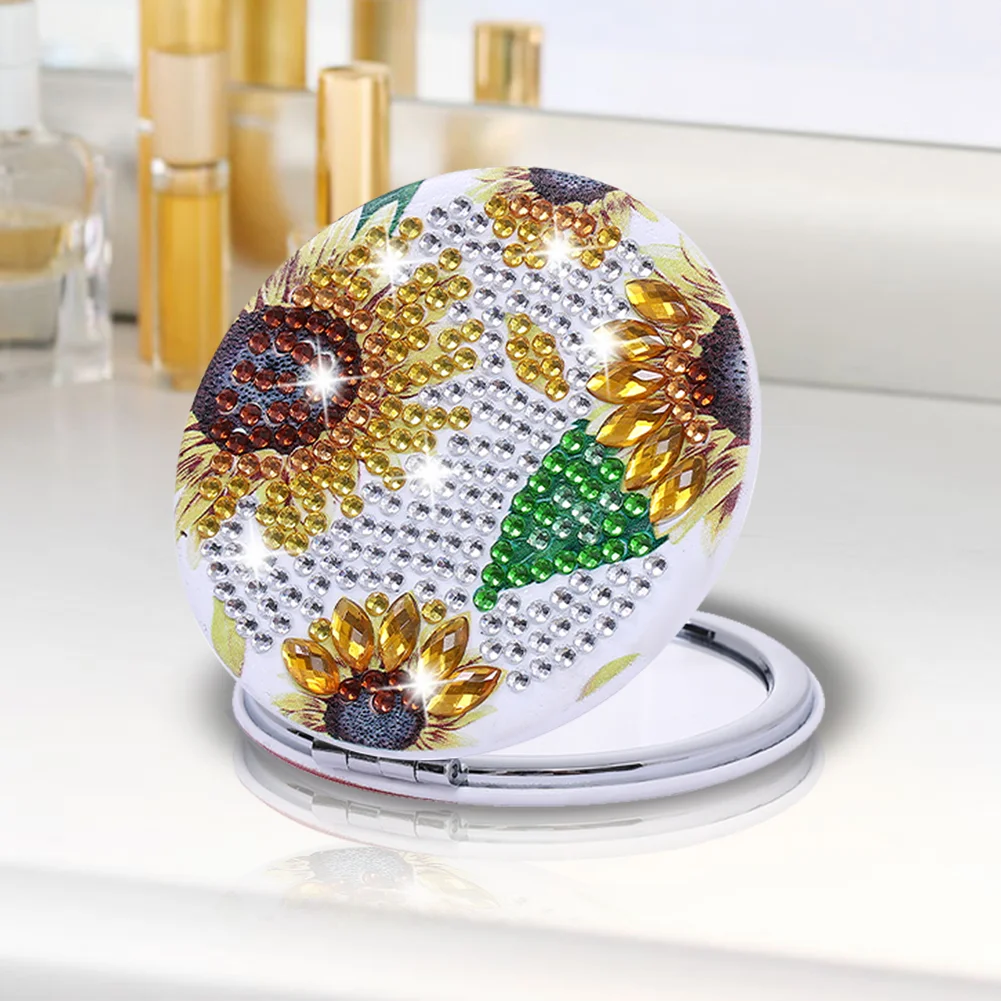 DIY Diamond Painting Makeup Mirror Paint by Number Kits Sunflower