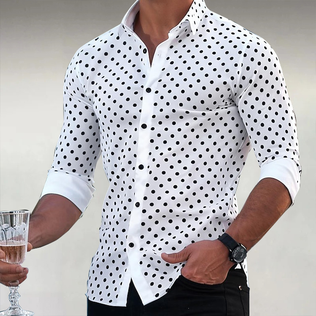 Men's Casual Polka Dots Single Breasted Shirts