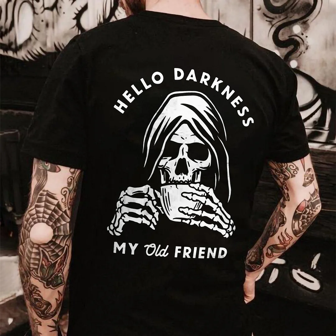 Hello Darkness My Old Friend Skull T-shirt -  