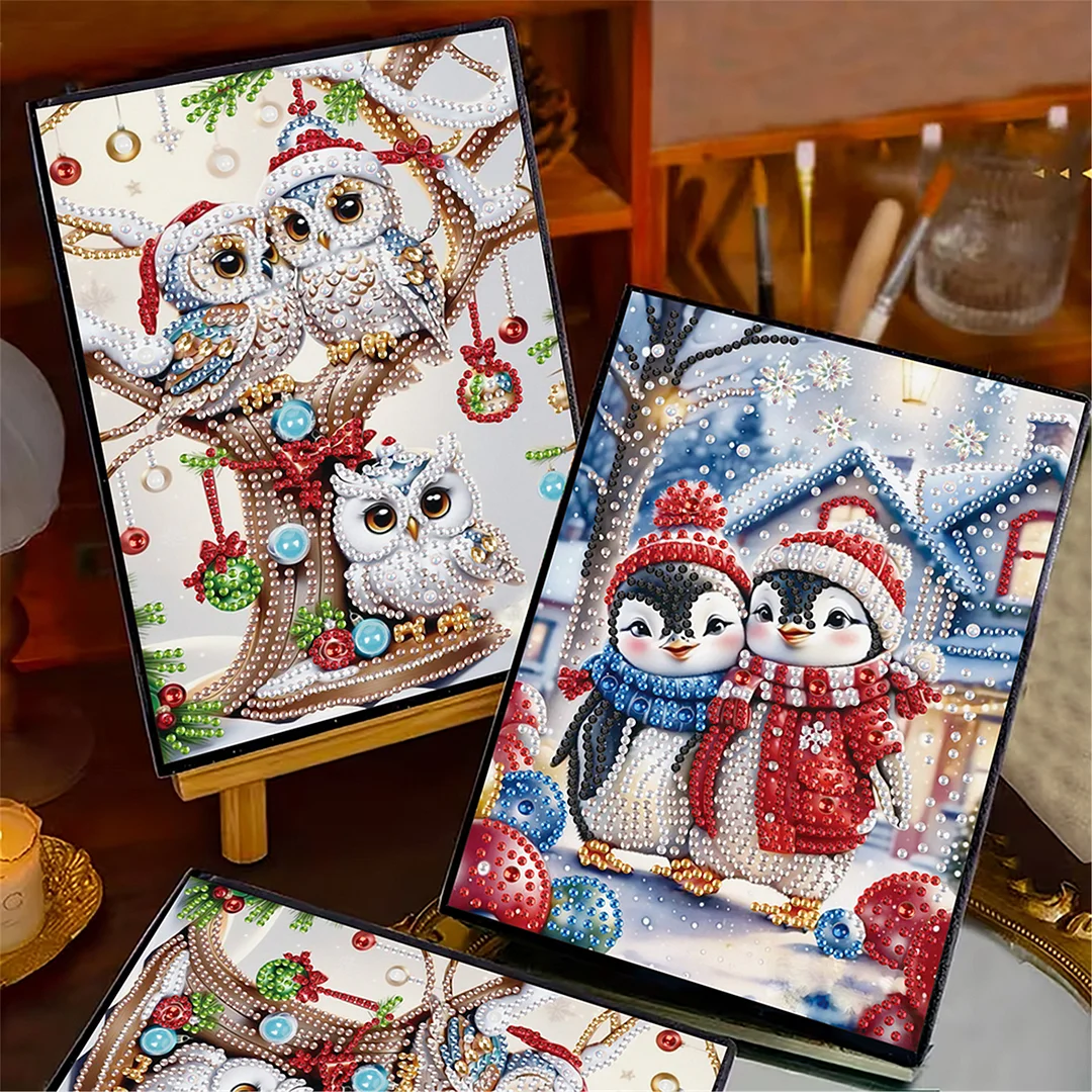 2pcs Animals Partial DIY 50 Pages A5 Diamond Painting Notebook for Study Home