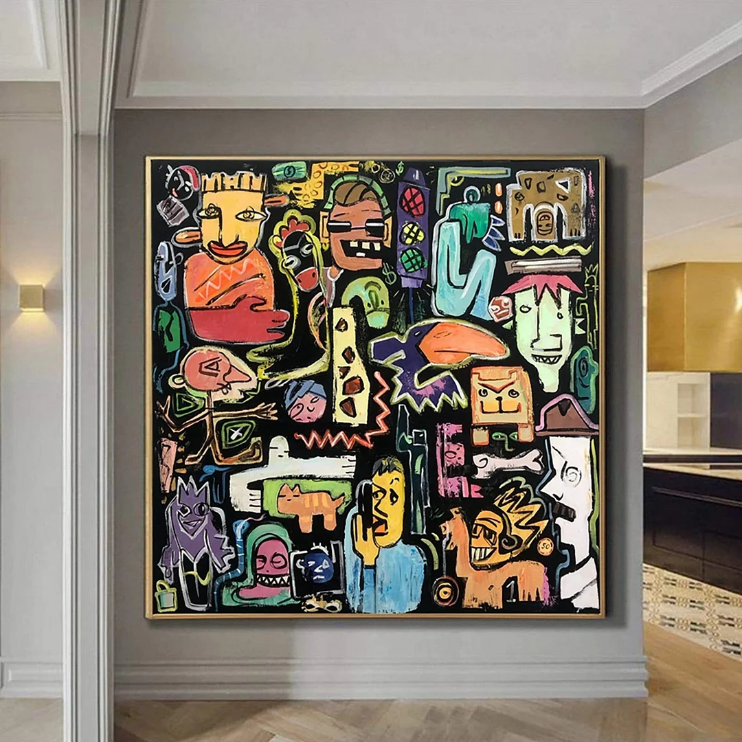 Abstract Colorful Painting Canvas Graffiti Art Contemporary Street Art Urban Painting Wall Hanging Decor Modern Fine Art | MODERN SOCIETY