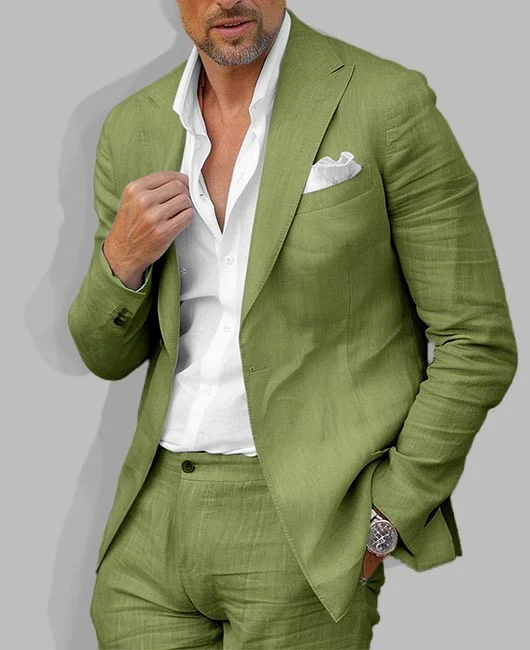 Casual Linen Lapel Collar Long Sleeve Blazer 