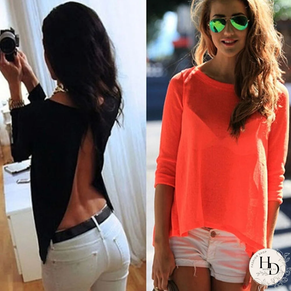 Women's Loose Long Sleeve Chiffon Casual Blouse Shirt Tops Fashion Summer