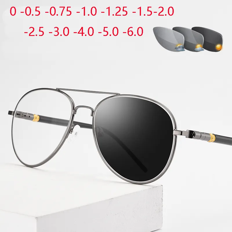 Outdoor Shade Sun Photochromic Pilot Myopia Glasses With Prescription ...
