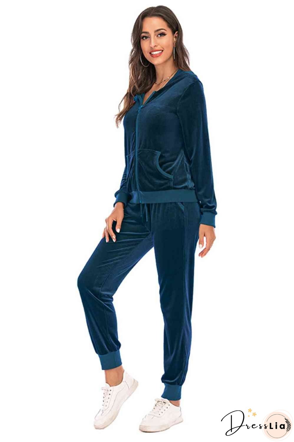 Zip-Up Hooded Jacket and Pants Set