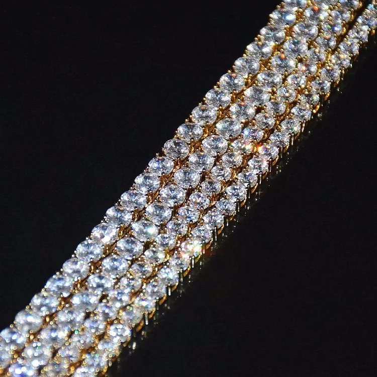 3/4/5MM 1 Row Rhinestone Tennis Chain Iced Out Necklace-VESSFUL