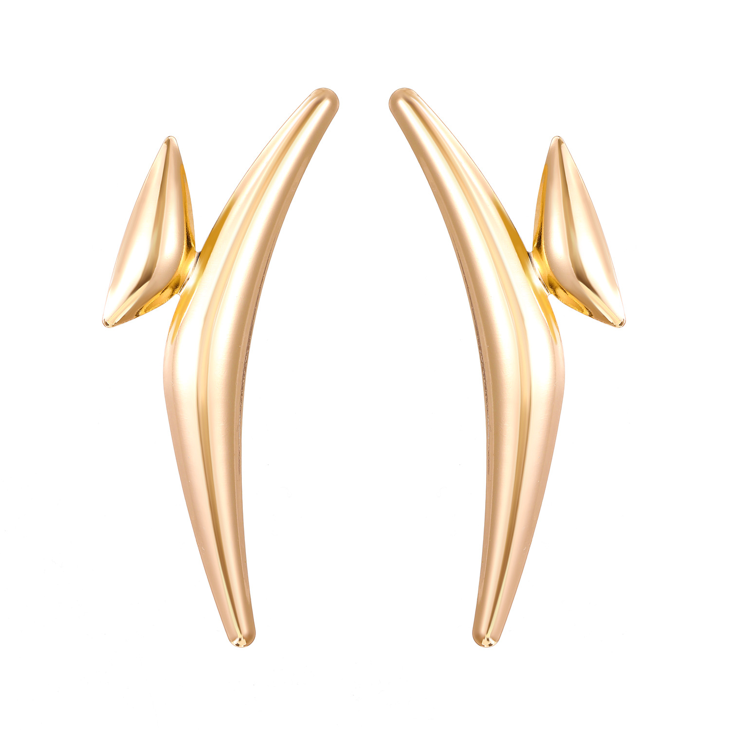 Exaggerated Geometric Triangle Gold-Plated Earrings