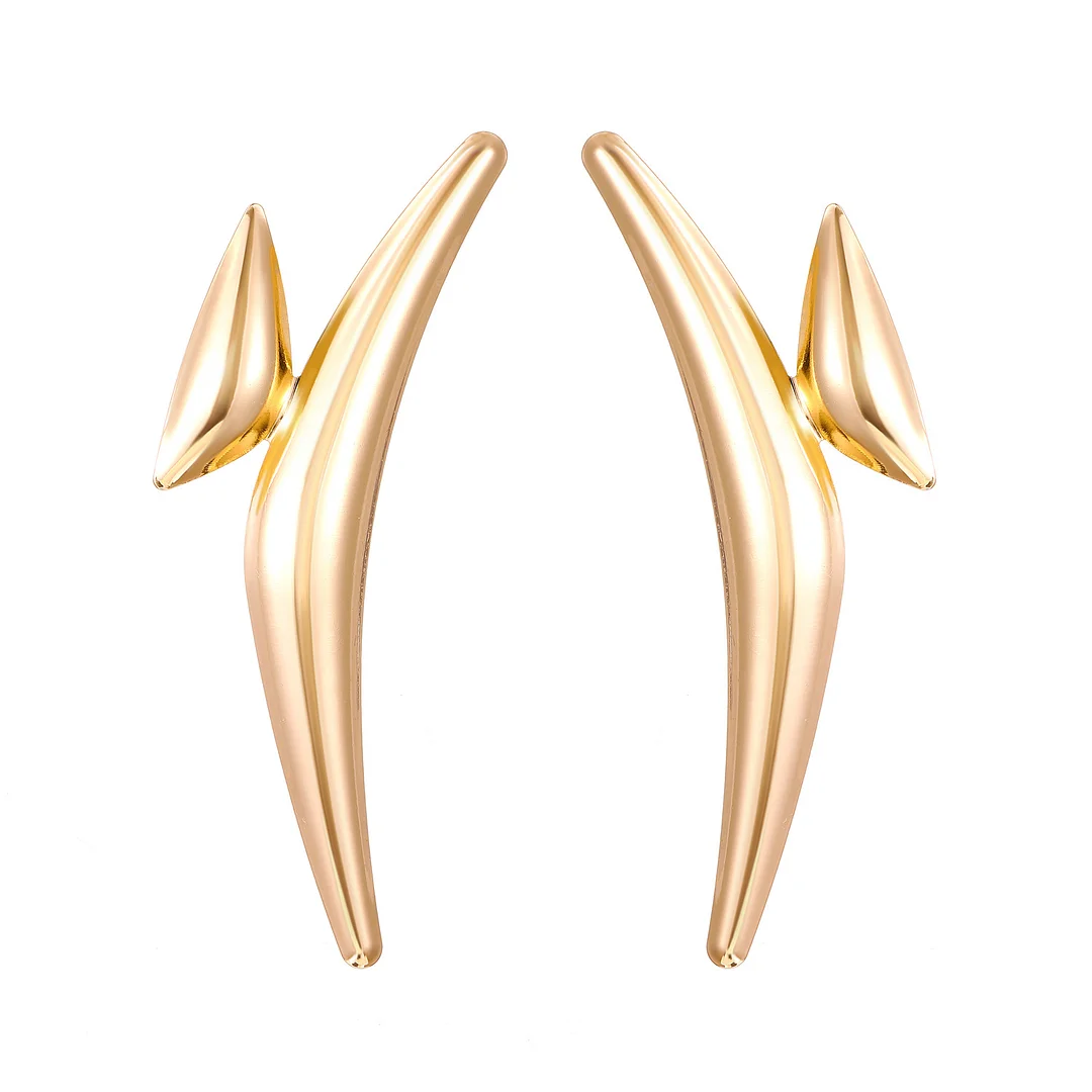 Exaggerated Geometric Triangle Gold-Plated Earrings