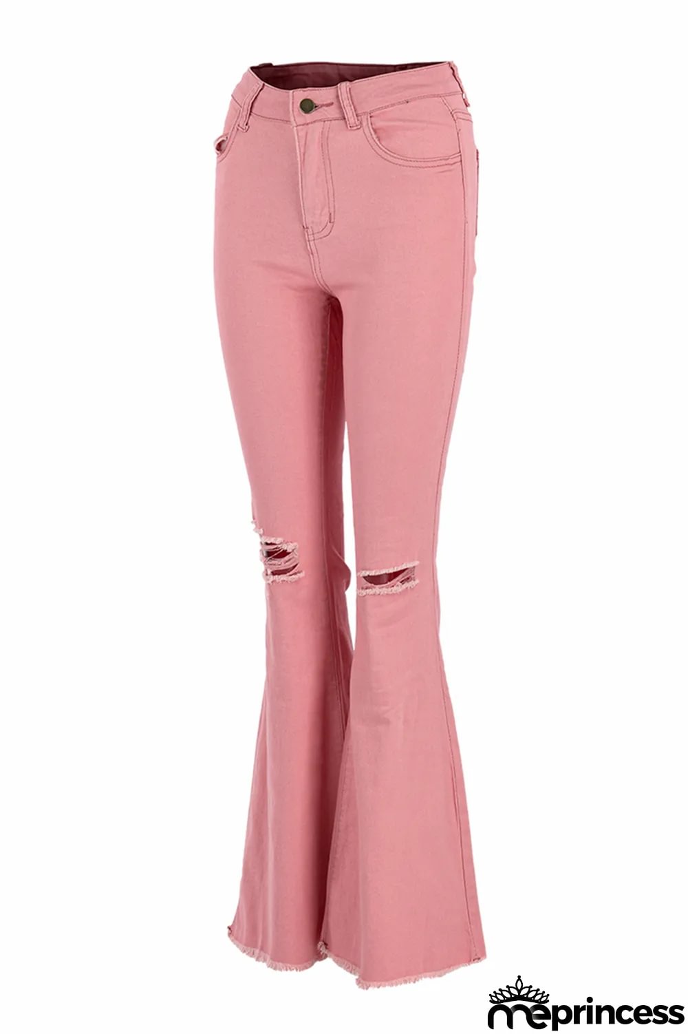 Pink Fashion Casual Denim Flared Pants