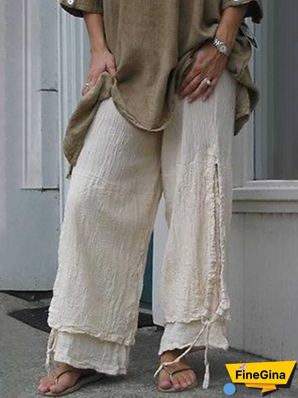 Plus Size Women Linen Casual Pants Solid Cotton Summer Bottoms