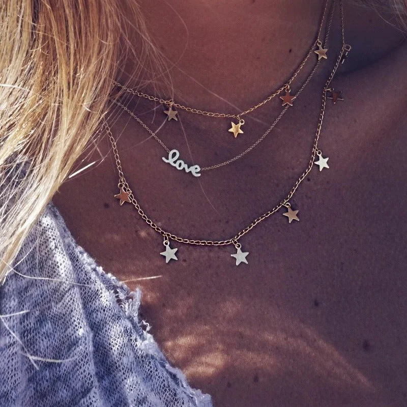 Clearance!!!!!!Stars Love Layered Necklace