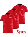 3pcs Men'S Custom Photo/Logo Golf & Gym Shirts - Quick-Dry Breathable Button-Up Collar, Personalized Athletic Tops for Running, Sports Events - All-Season Comfort Fit- Ideal for Teams, Corporate Gifts, Personal Use, Golf Shirt