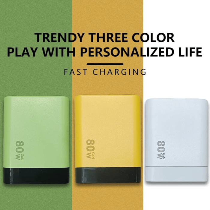 🎁3 in 1 GaN Charger,Scalable 80W MAX fast charger module with Type-C cable and 1 USB ports⏰Last Day 50% Off
