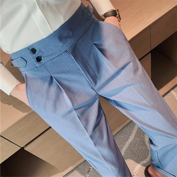 Business Casual Draped High Waist Striped Dress Pants