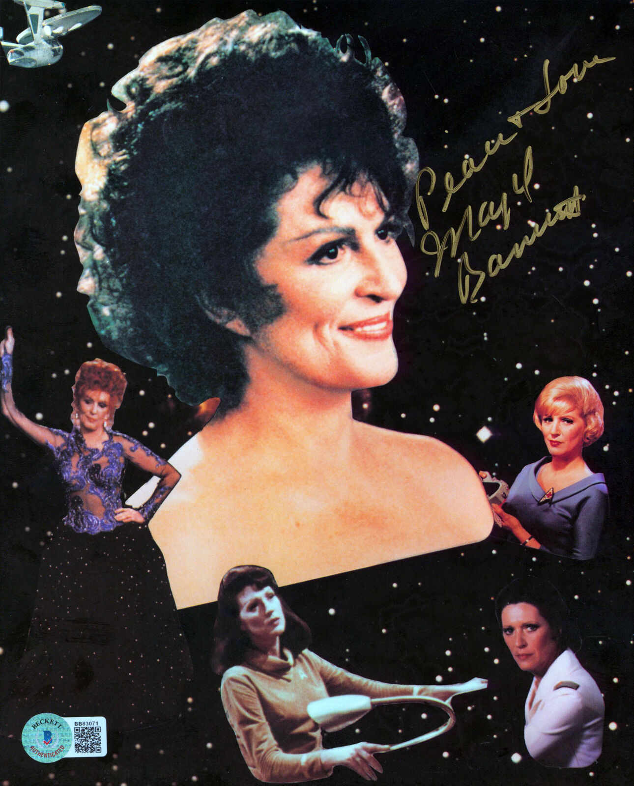 Majel Barrett Star Trek Peace & Love Authentic Signed 8x10 Photo Poster painting BAS #BB83071