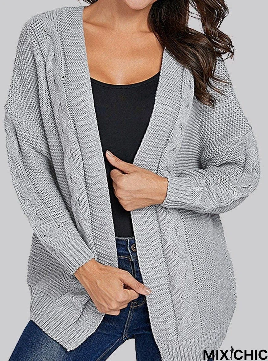 Casual Solid Color Long-Sleeved Cardigan