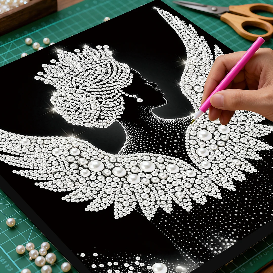 Angel - DIY Pearl Diamond Art Kit With Frame 25*25cm