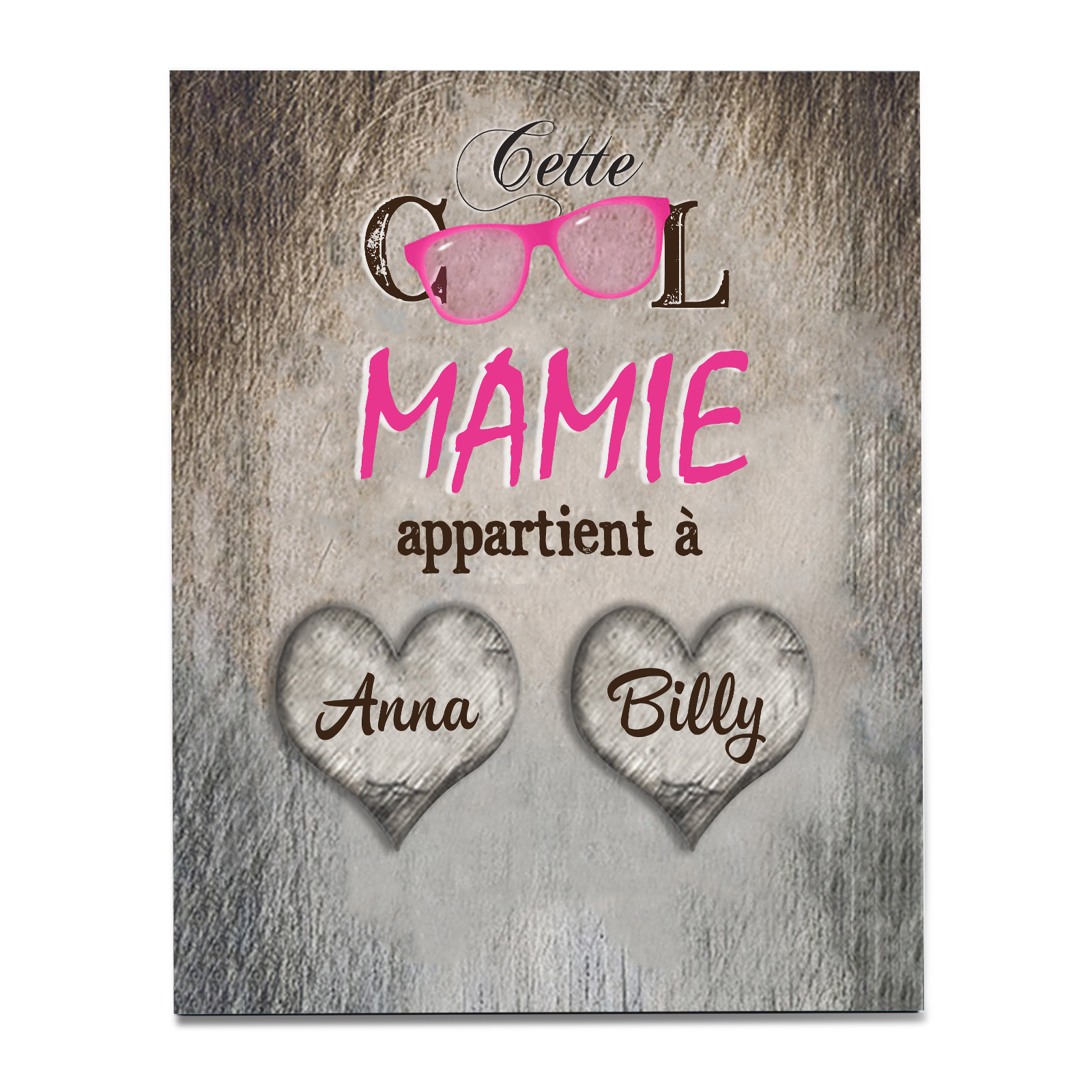 À ma Mamie - Cadre en Bois 2 Prénoms Personnalisés cadeau pour Mamie