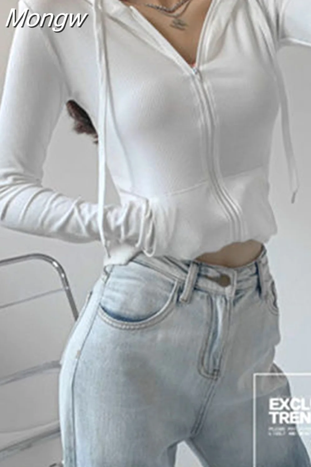 Mongw Retro Zipper Y2K Hoodies Cardigan Short Sunscreen Jacket Female Spring Summer Thin Pure Desire Style Top Slim Clothes