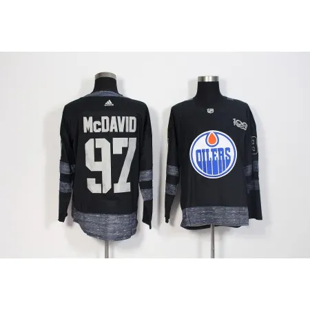 Men's  Edmonton Oilers #97 Connor McDavid Black 1917-2017 100th Anniversary Stitched NHL Jersey CQFQ
