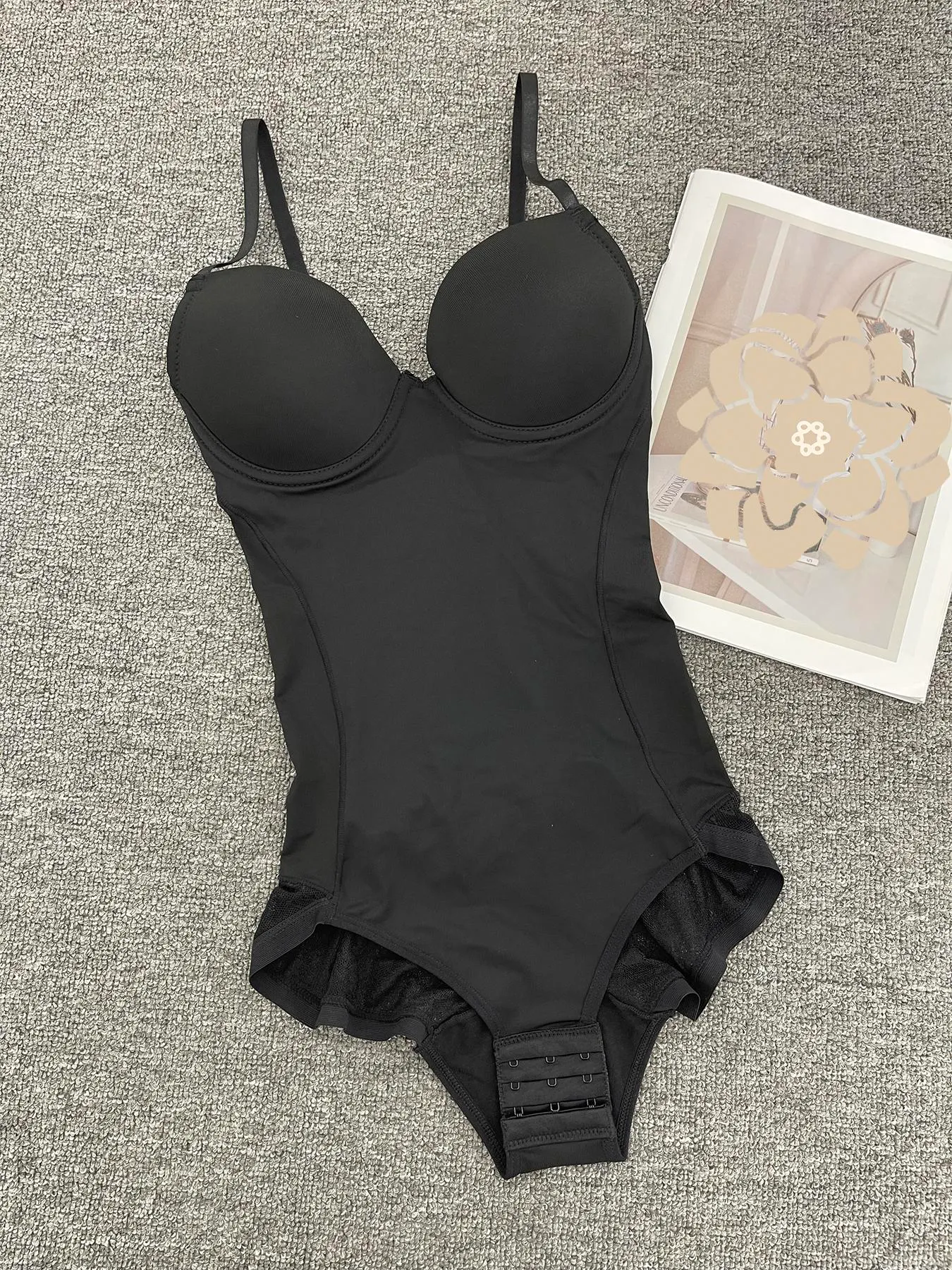 Women's Deep V Patchwork Ruched Slimming Bodysuit Set XS-Xxl, Casual All Season Underwear & Lingerie, Contrast Lace Design