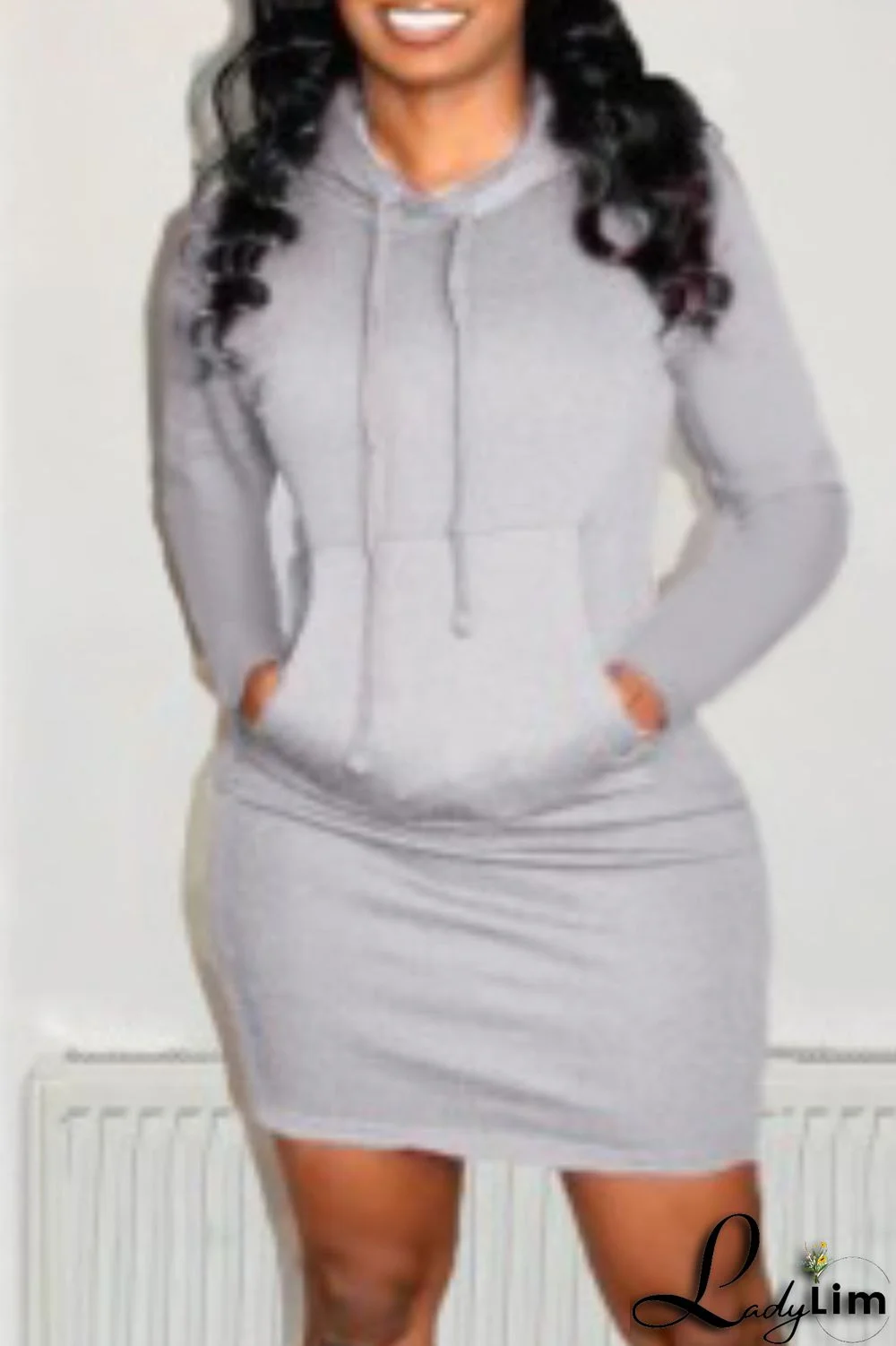 Red Fashion Casual Solid Patchwork Hooded Collar Long Sleeve Dresses