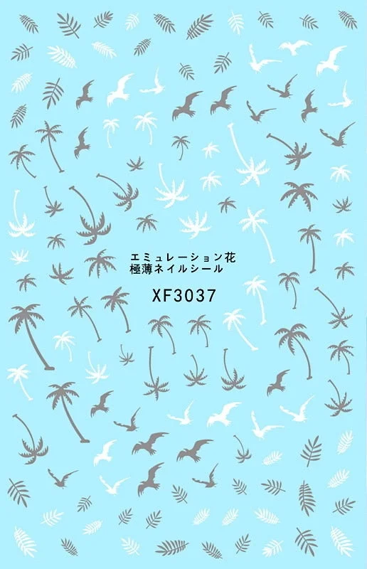 3D Nail Art Stickers Cactus Sticker Nails Art Decals Cartoon Adhesive 3D Leaves Manicure for Nails Design Decoration Art Foil