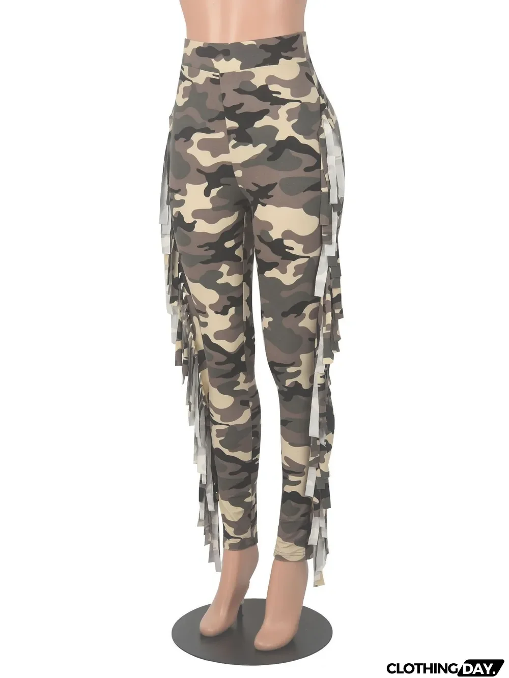 Tight Camouflage Tassel Pants