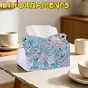 (24cm)Ice Blue Floral Butterfly 24cm DIY Diamond Painting Rhinestones Decorative Tissue Box Reusable Crystal Mosaic PU Tissue Holder for Home Car Desk Decoration Craft