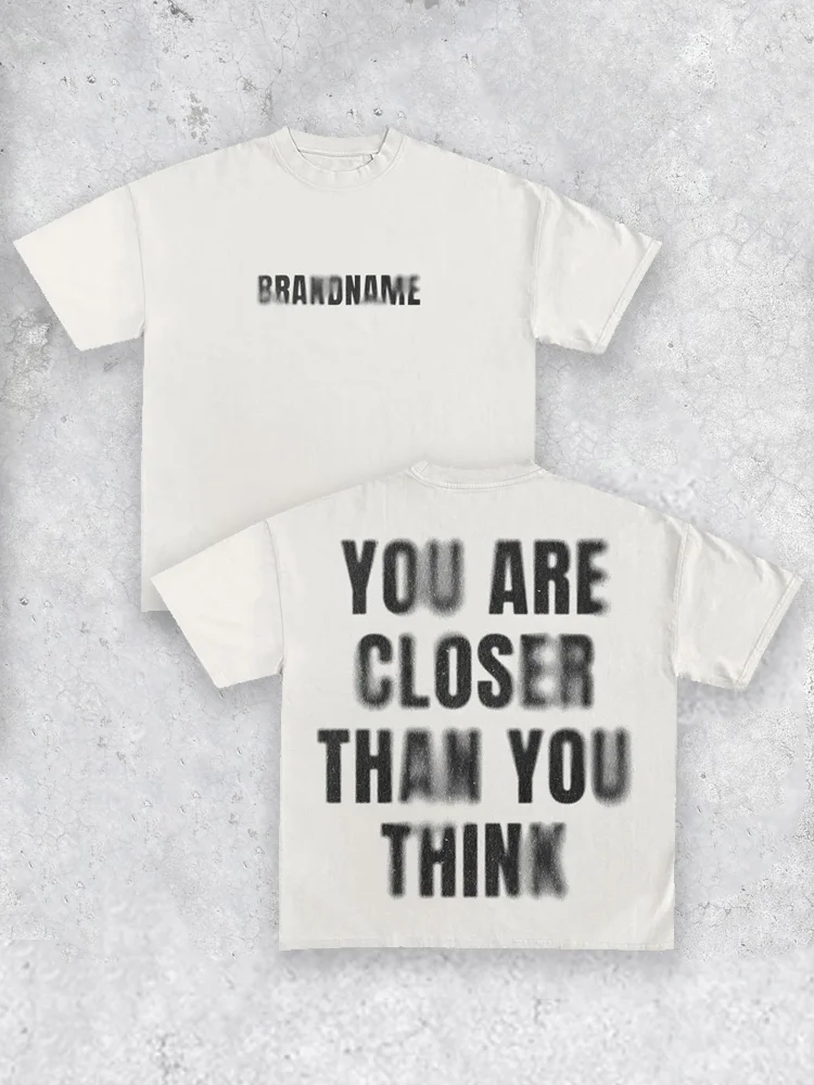 Blurred Slogan Short Sleeved T-shirt