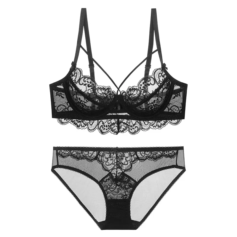Churchf French Bra Large-Size Lady Lace Bow Girl Shoulder Strap Wearing Beauty Bra Underwear Set