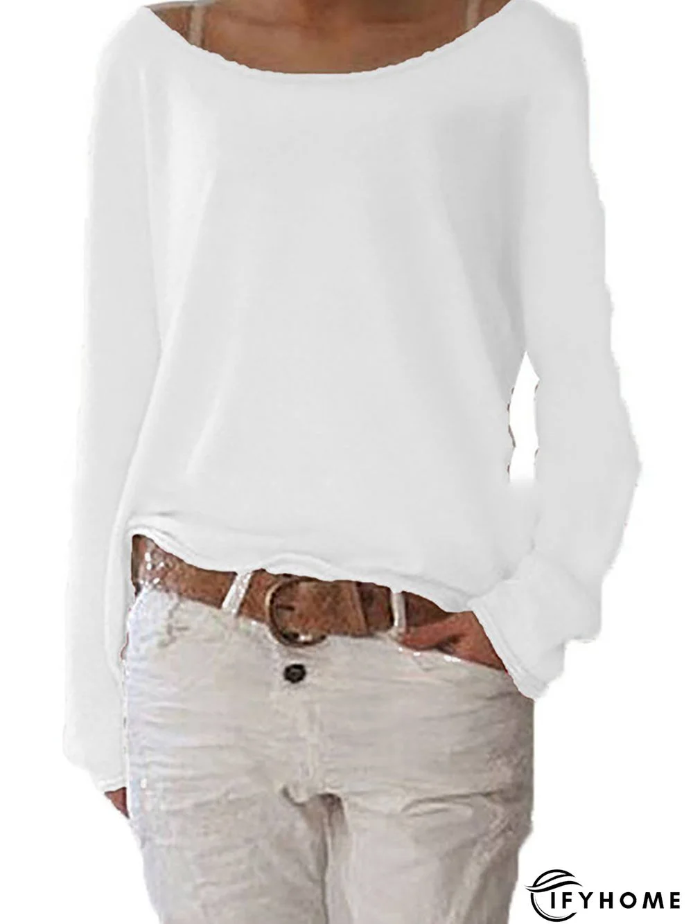 Long Sleeve Crew Neck Cotton T-shirt | IFYHOME