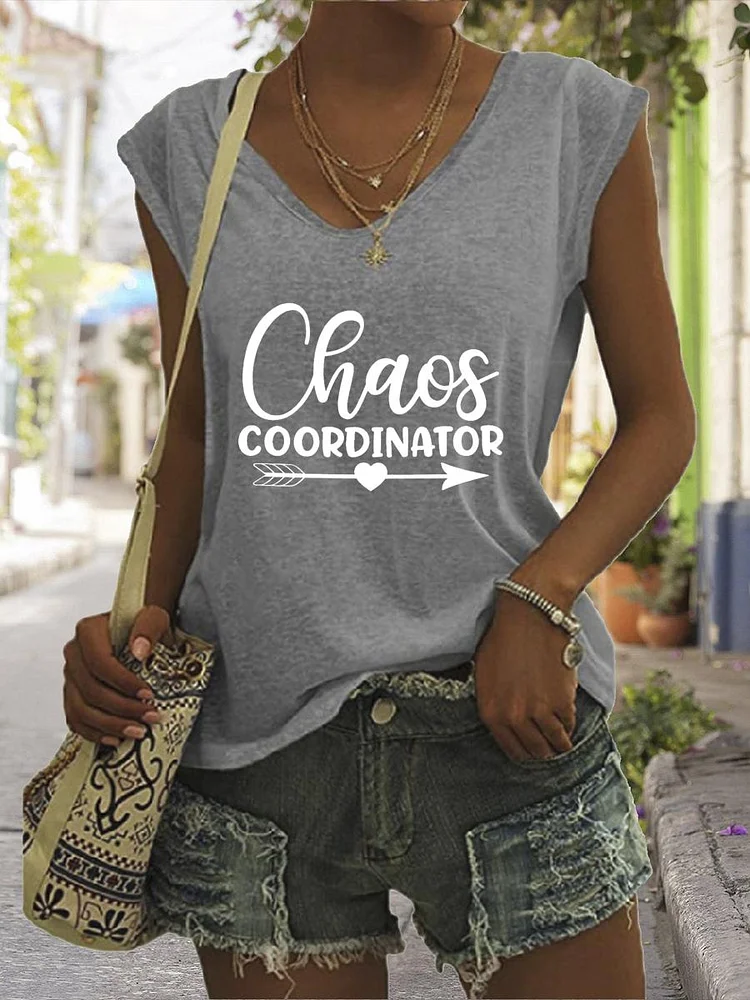 Chaos Coordinator V Neck T-shirt Tees-06694-Annaletters