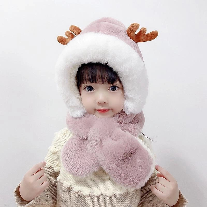 Winter Children’s Hat Scarf Integrated Thickened Warm Baby Cute Baby Windproof Ear Protection Hat For Boys And Girls