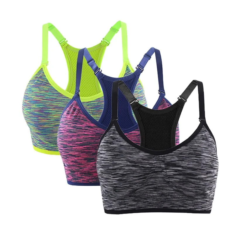 VEAMORS Quick Dry Fitness Sports Bra For Running Gym Seamless Wirefree Padded Underwear Shakeproof Push Up Yoga Bra Tops