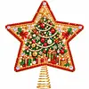 DIY Diamond Painting Christmas Tree Topper Star, Acrylic Holiday Tree Top Decoration with Spring Base, Removable Tabletop Christmas Decor