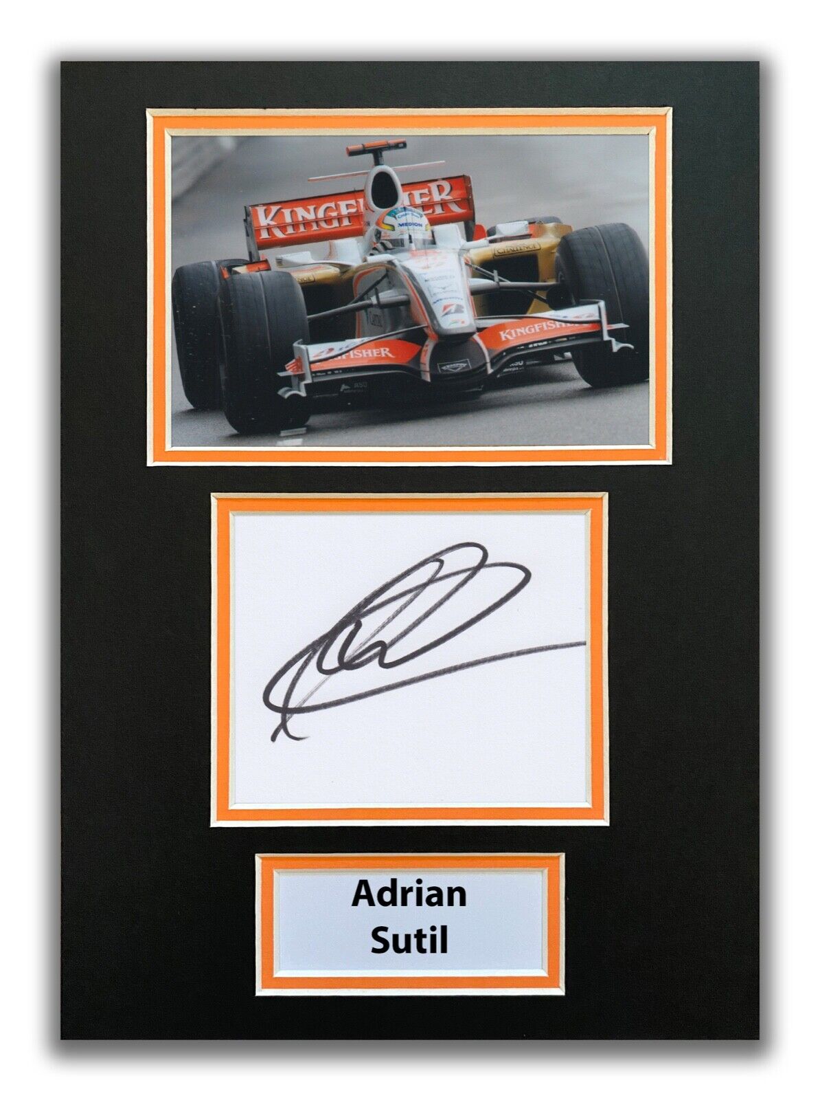 ADRIAN SUTIL HAND SIGNED A4 MOUNTED Photo Poster painting DISPLAY - FORMULA 1 AUTOGRAPH.