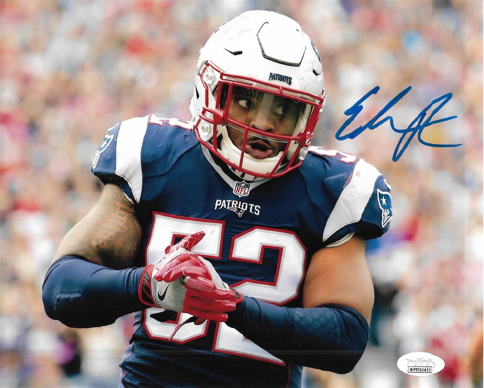 Elandon Roberts Signed New England Patriots 8x10 Photo Poster painting Dolphins Football JSA COA