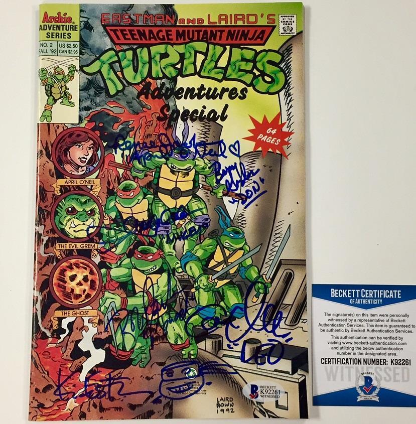 Ninja Turtles TMNT Kevin Eastman + Cast (6) Signed Comic Book w/ Sketch ~BAS COA