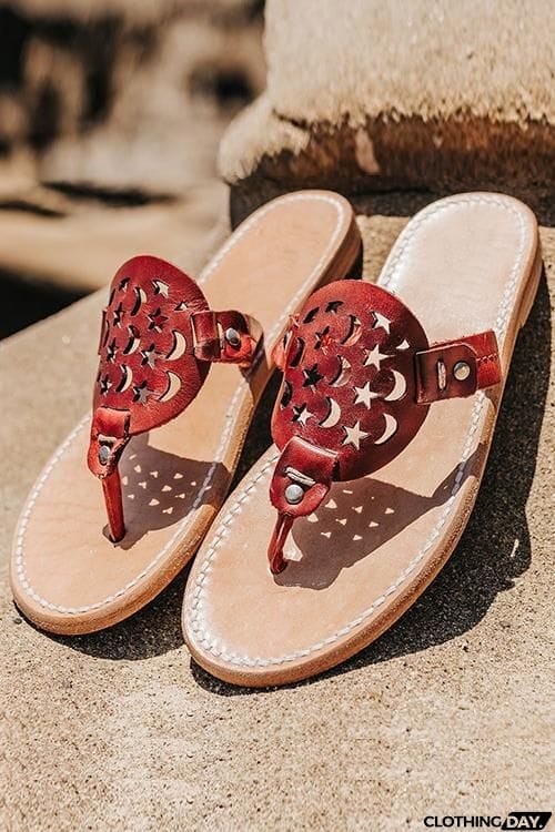 Moon Star Openwork Toe Flat Slippers