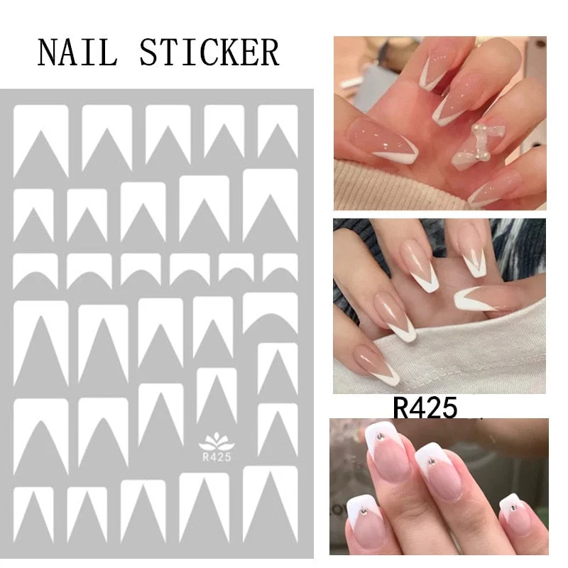 1 Sheet White French Manicure Strip Nail Art Form Fringe Tip Guides Sticker DIY Line Tips Decoration Tool-Nail Inspo