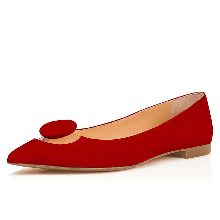 Red Vegan Suede transparent PVC Comfortable Flats |FSJ Shoes