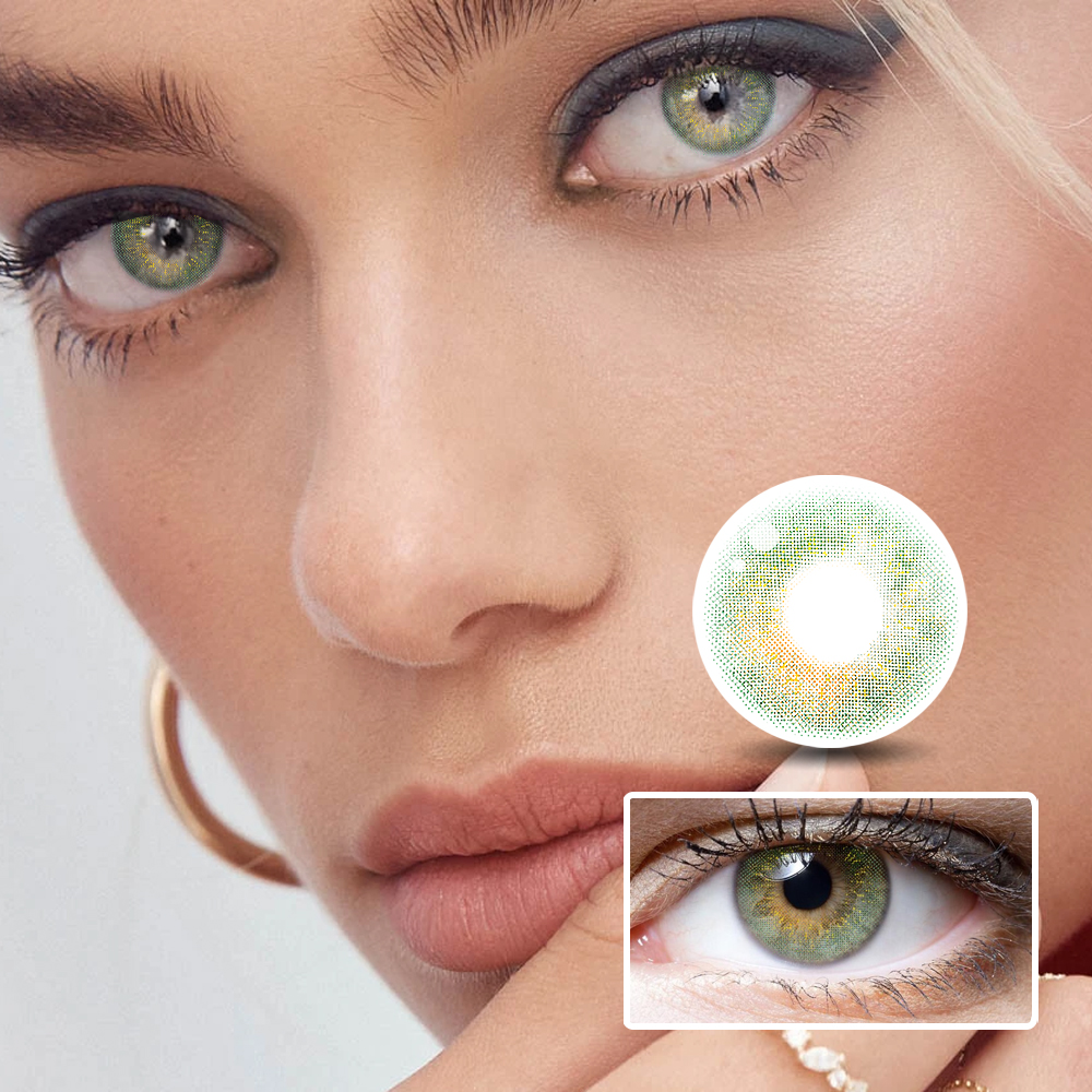 Gemstone Tear Green Prescription Colored Contact Lenses for Brown eyes