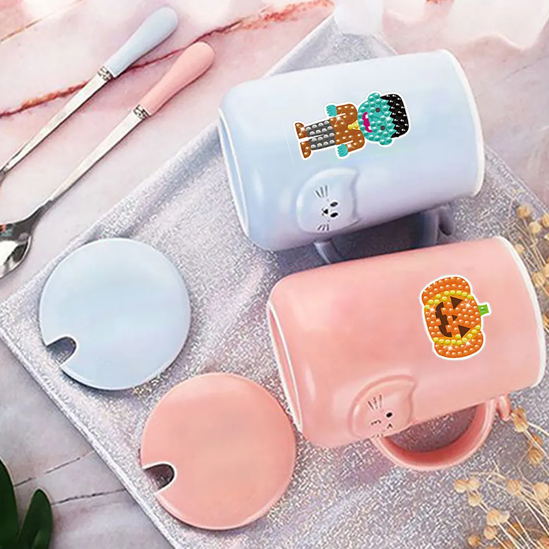 DIY Diamond Painting Sticker Diamond Art Stickers Arts and Crafts Decorative Diamond Stickers for Birthday Party Halloween Christmas Gifts (Halloween party)